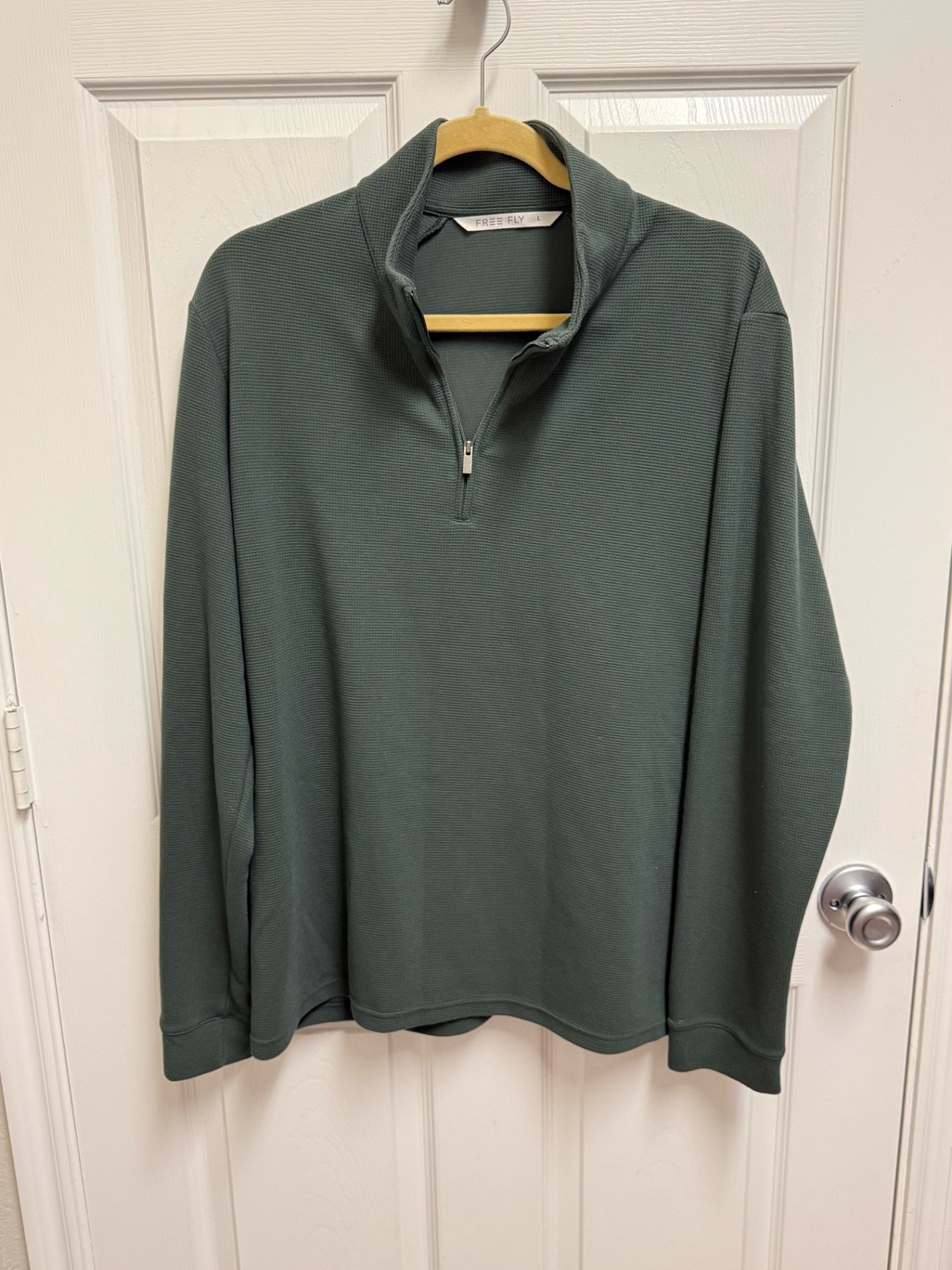 Free Fly Green Waffle Quarter Zip Sweater